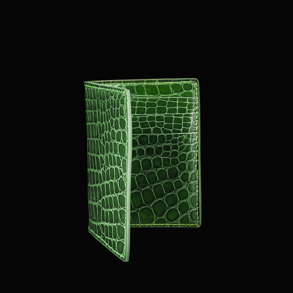 GREEN CROCODILE LEATHER CARD HOLDER