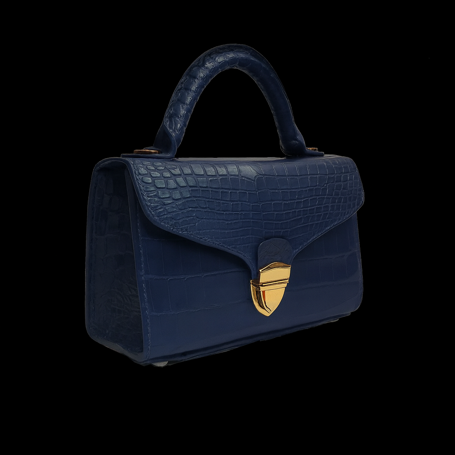 BLUE HANDMADE GENUINE CROCODILE BAG