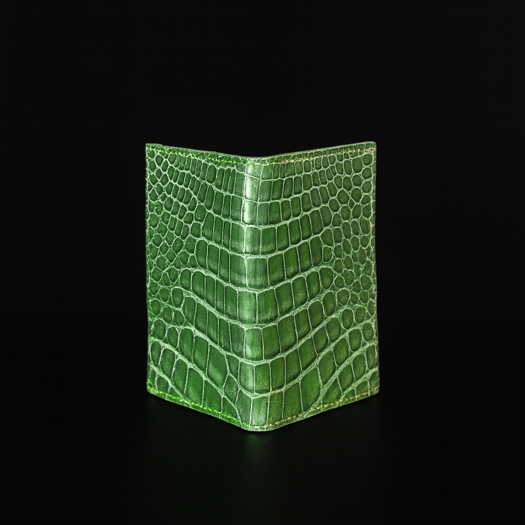 GREEN CROCODILE LEATHER CARD HOLDER