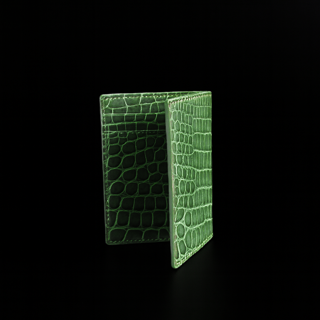 GREEN CROCODILE LEATHER CARD HOLDER