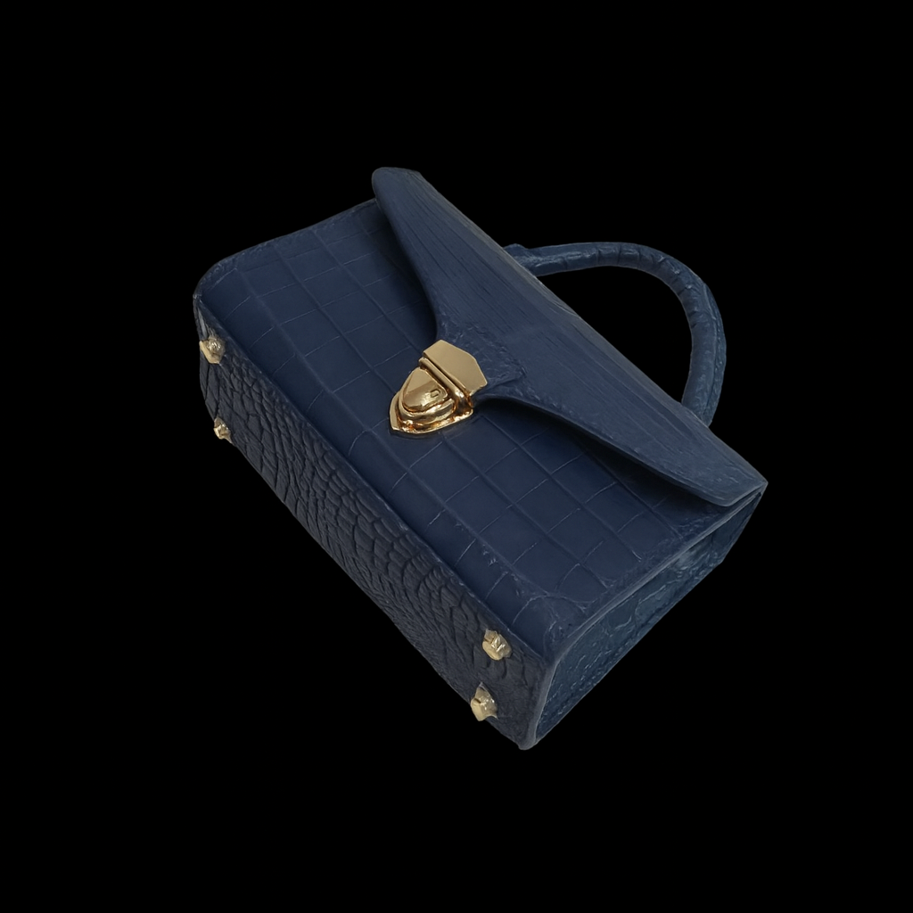 BLUE HANDMADE GENUINE CROCODILE BAG