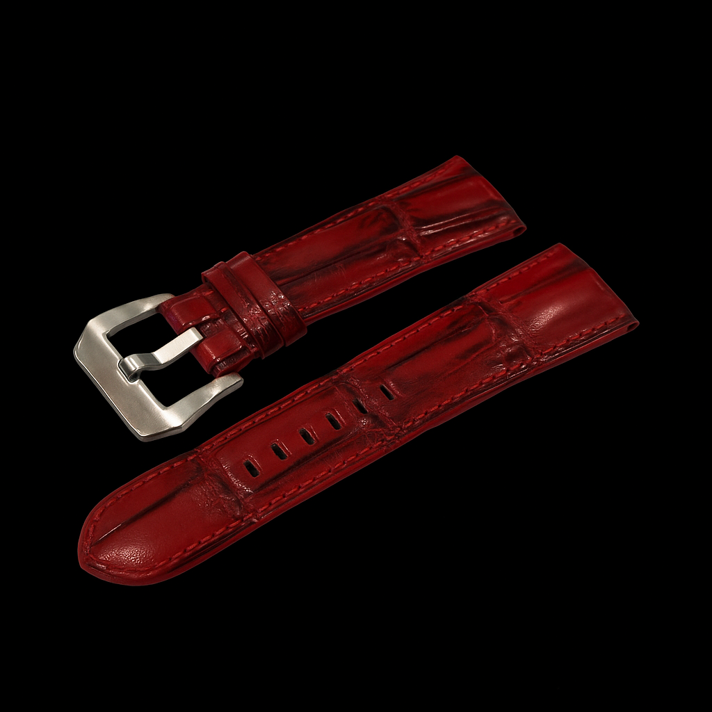 RED CROCODILE BELLY LEATHER STRAP