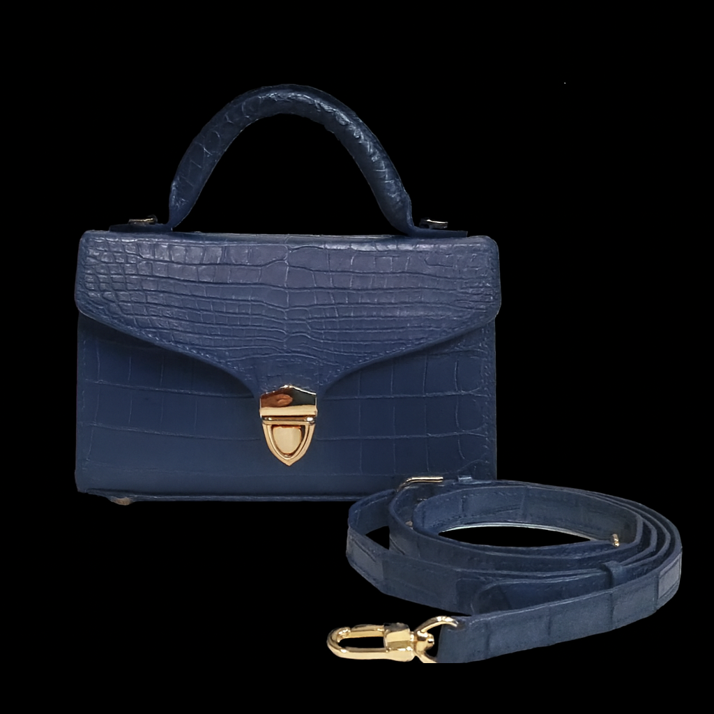 BLUE HANDMADE GENUINE CROCODILE BAG
