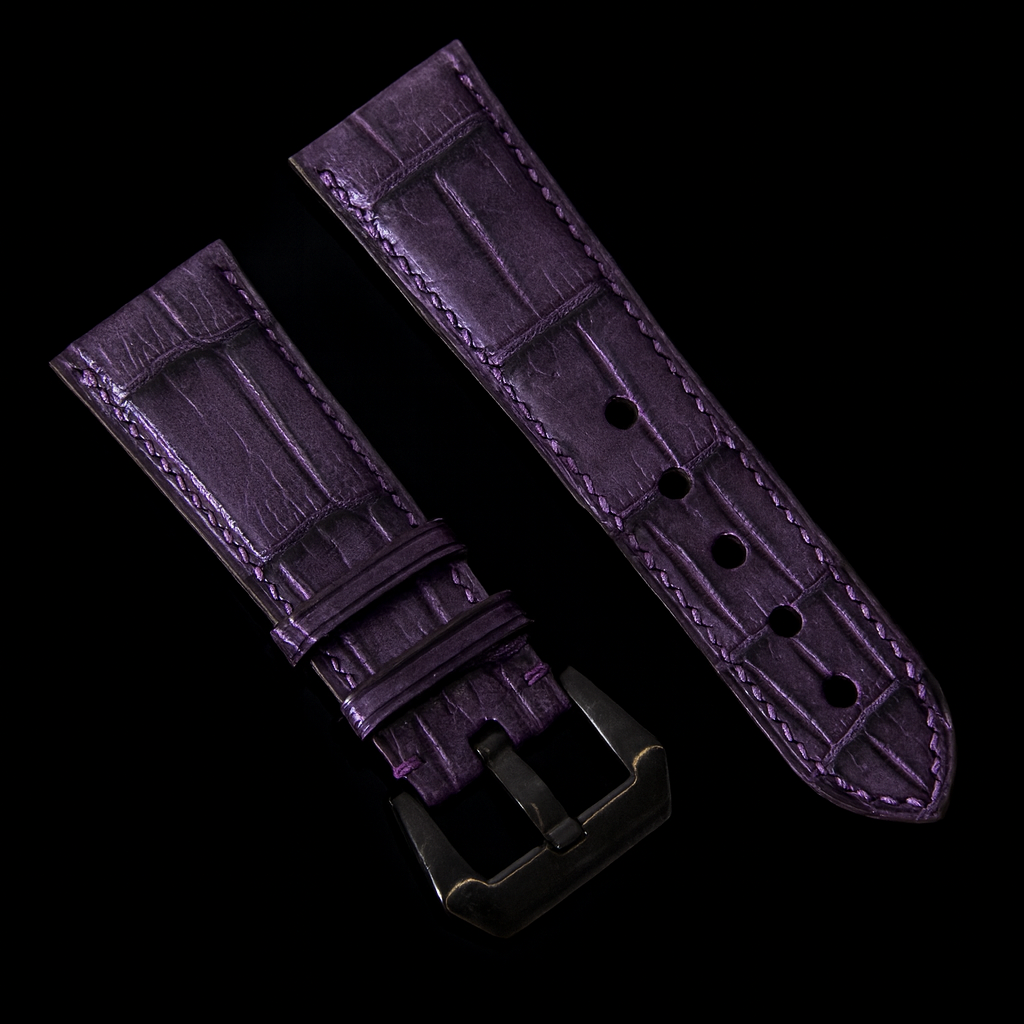PURPLE CROCODILE BELLY LEATHER STRAP