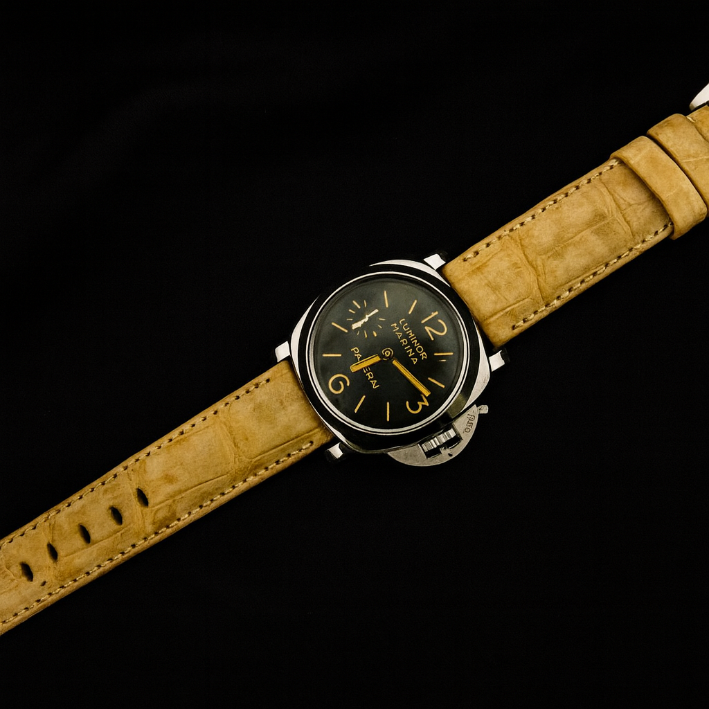 BEIGE CROCODILE BELLY LEATHER STRAP