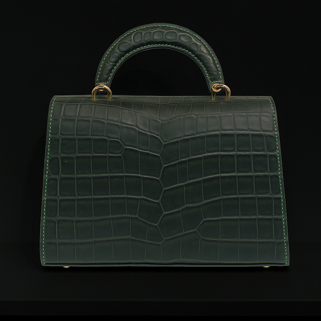 GREEN HANDMADE GENUINE CROCODILE BAG