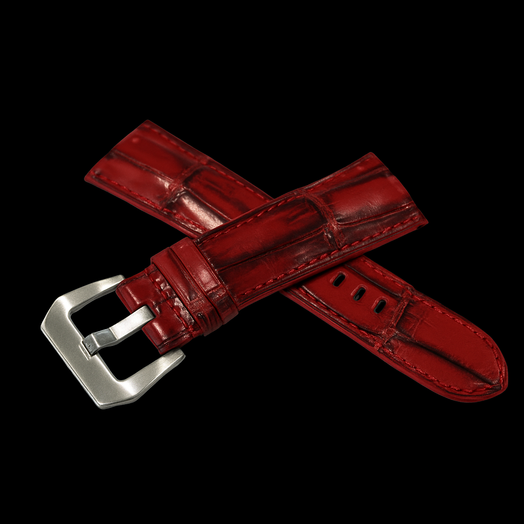 RED CROCODILE BELLY LEATHER STRAP