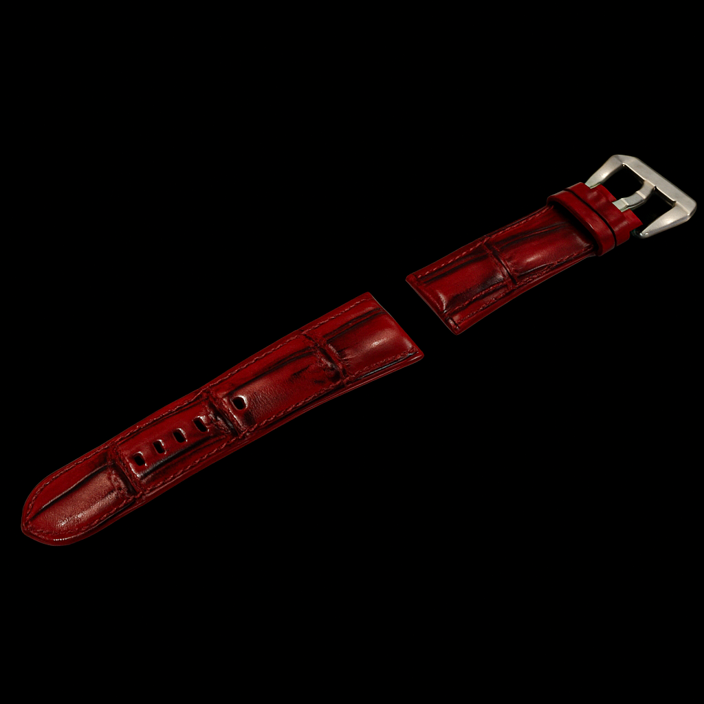 RED CROCODILE BELLY LEATHER STRAP