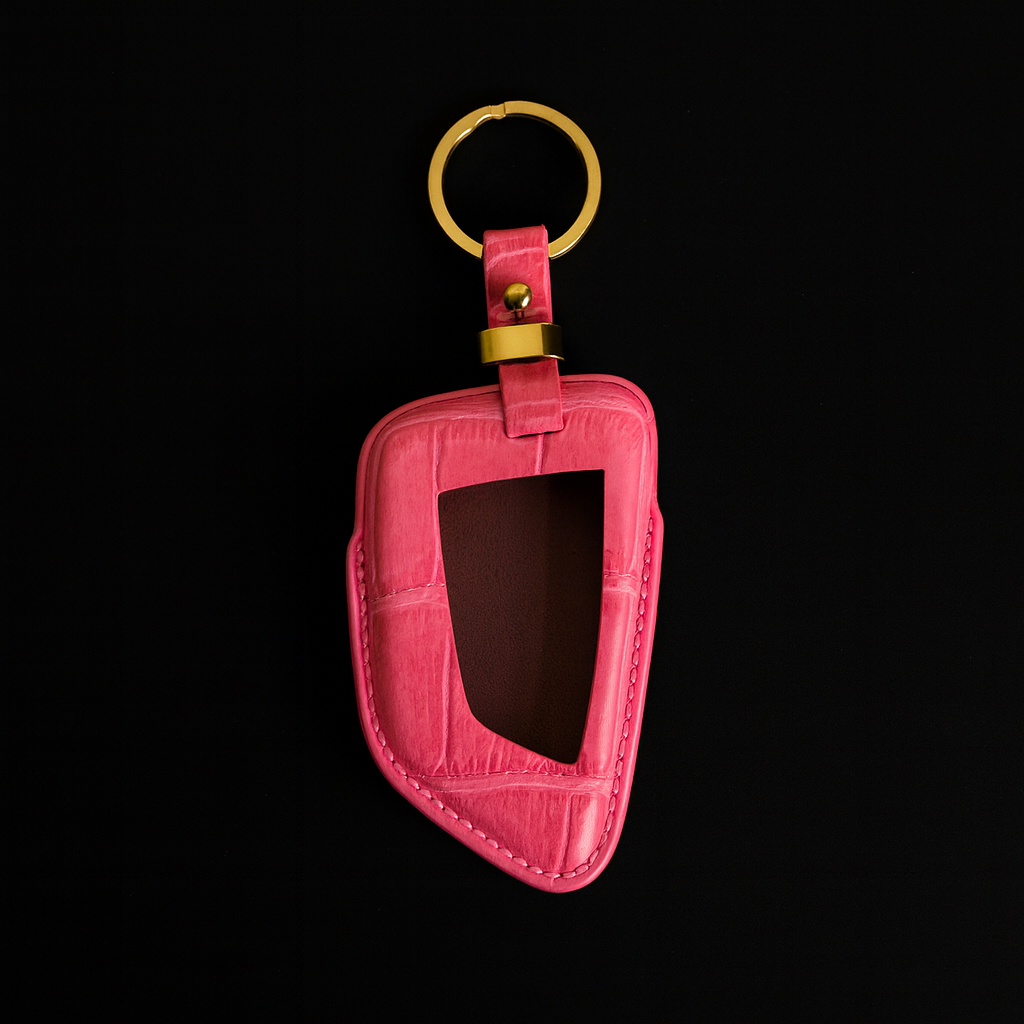 PINK HANDMADE LEATHER KEY CASE FOR BMW