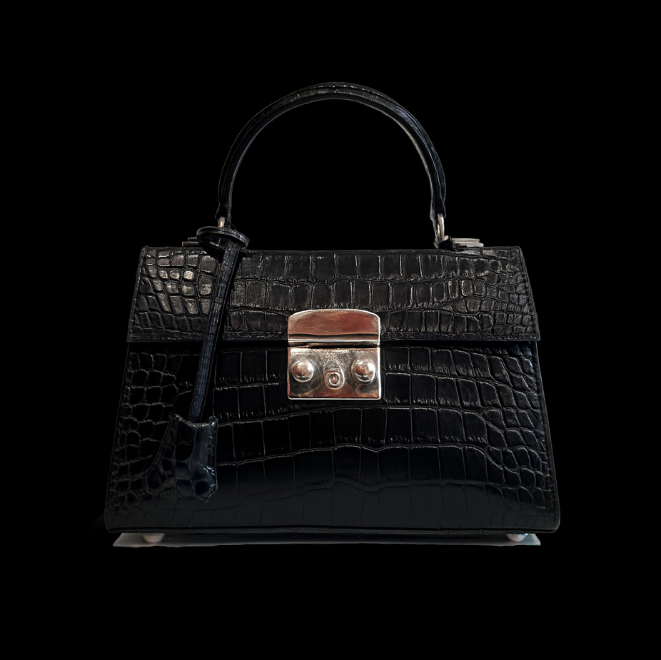 BLACK HANDMADE GENUINE CROCODILE BAG