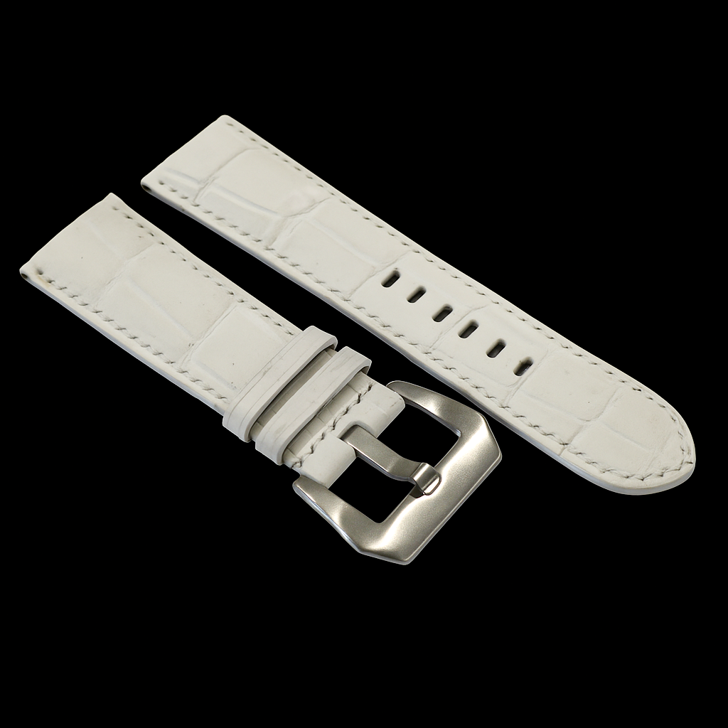 WHITE CROCODILE BELLY LEATHER STRAP