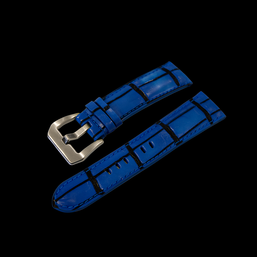 BLUE CROCODILE BELLY LEATHER STRAP