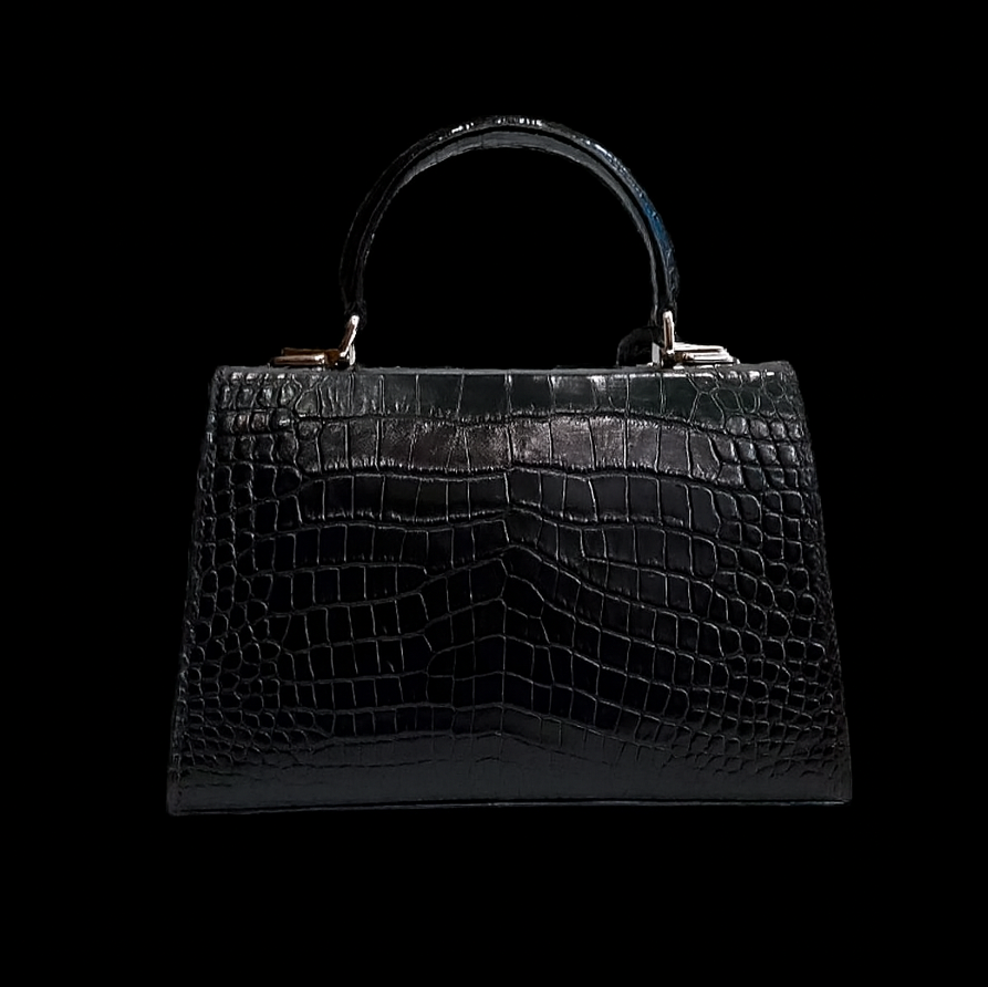 BLACK HANDMADE GENUINE CROCODILE BAG