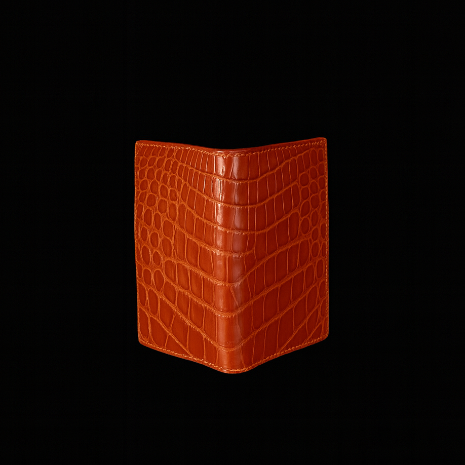 ORANGE CROCODILE LEATHER CARD HOLDER