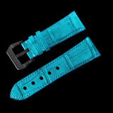 BLUE CROCODILE BELLY LEATHER STRAP