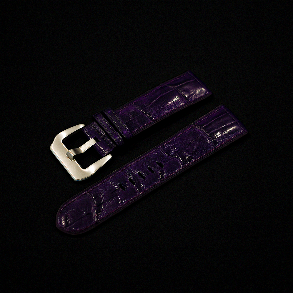 PURPLE CROCODILE BELLY LEATHER STRAP