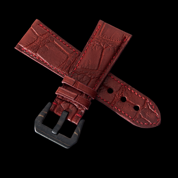 RED CROCODILE BELLY LEATHER STRAP