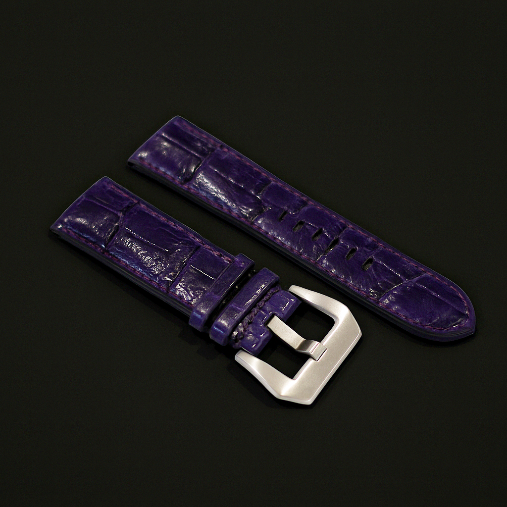 PURPLE CROCODILE BELLY LEATHER STRAP