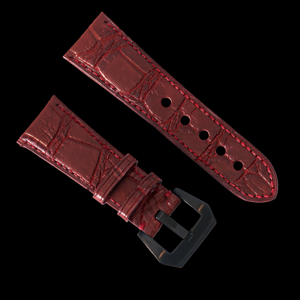RED CROCODILE BELLY LEATHER STRAP