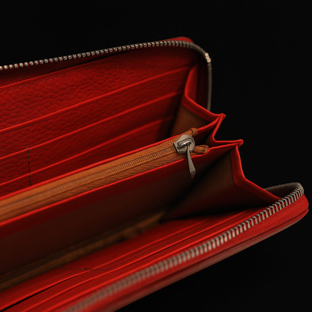 RED CROCODILE LEATHER LONG WALLET