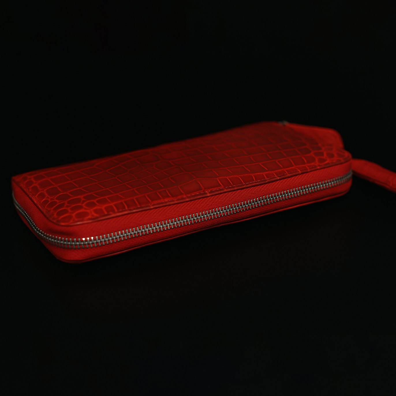 RED CROCODILE LEATHER LONG WALLET