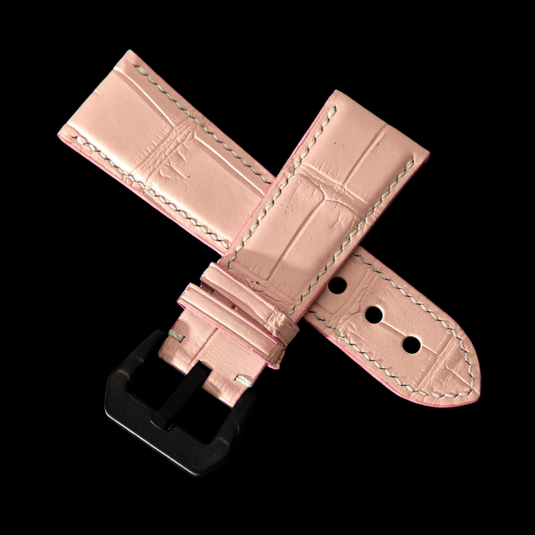 PINK CROCODILE BELLY LEATHER STRAP