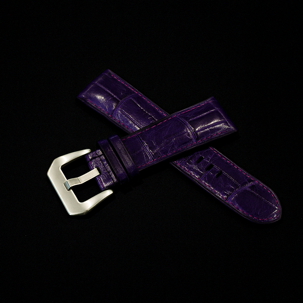 PURPLE CROCODILE BELLY LEATHER STRAP
