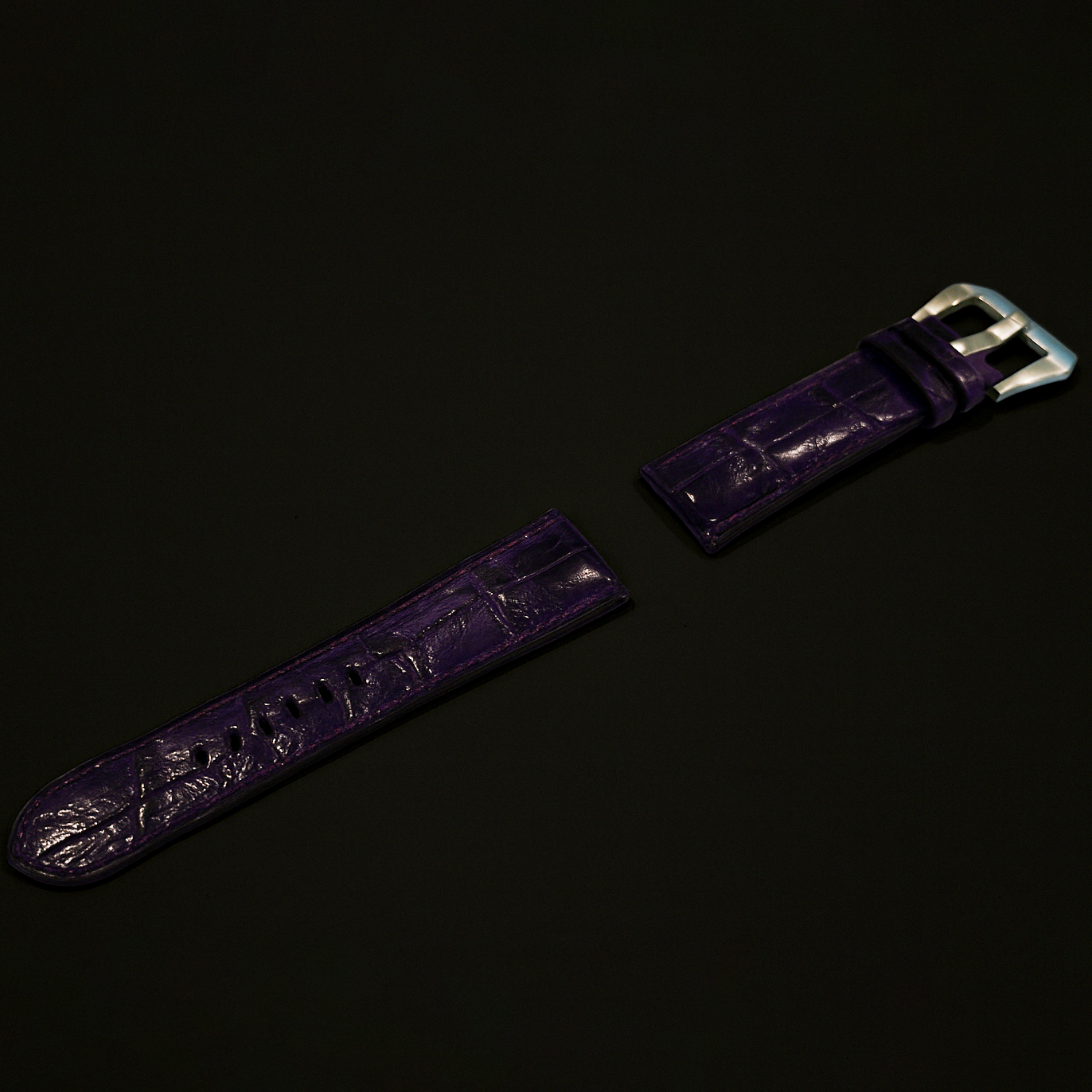 PURPLE CROCODILE BELLY LEATHER STRAP