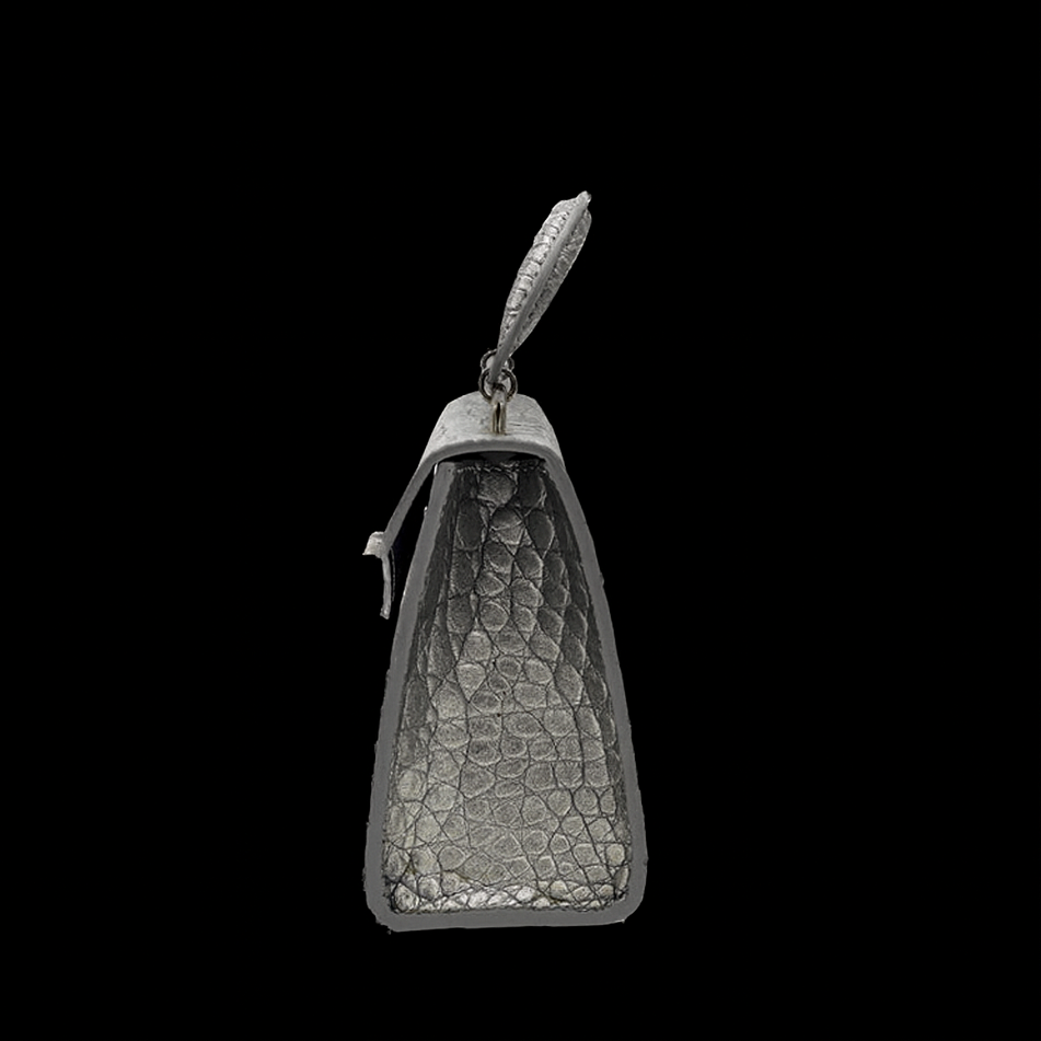 SILVER HANDMADE GENUINE CROCODILE BAG
