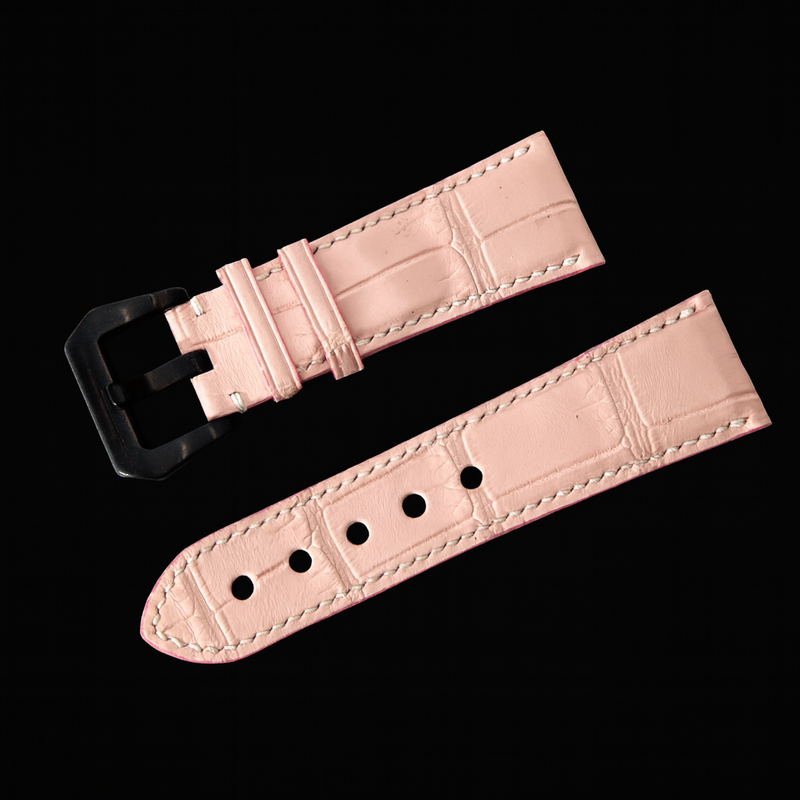 PINK CROCODILE BELLY LEATHER STRAP