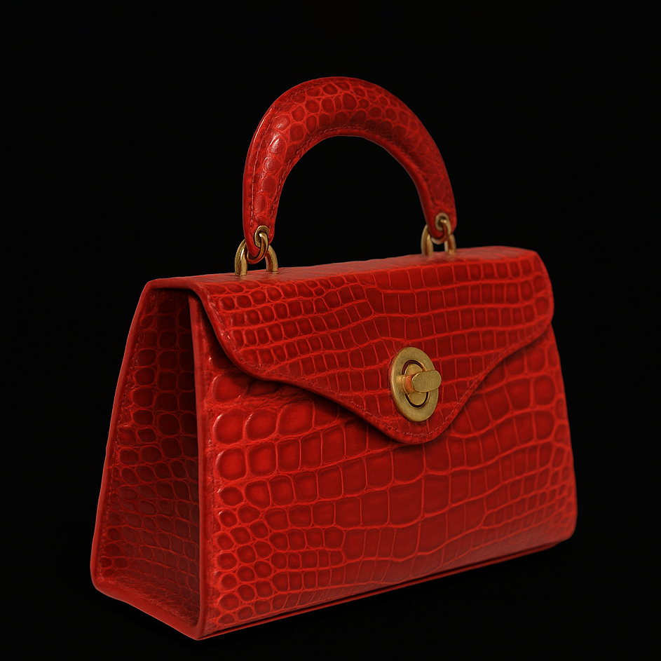 RED HANDMADE GENUINE CROCODILE BAG