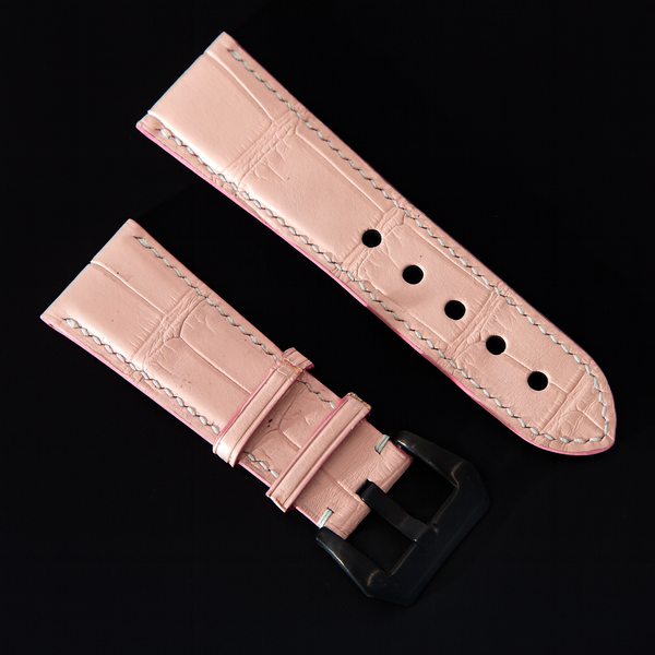 PINK CROCODILE BELLY LEATHER STRAP