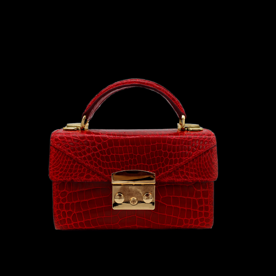 RED HANDMADE GENUINE CROCODILE BAG