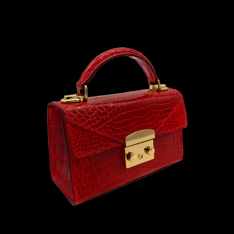 RED HANDMADE GENUINE CROCODILE BAG