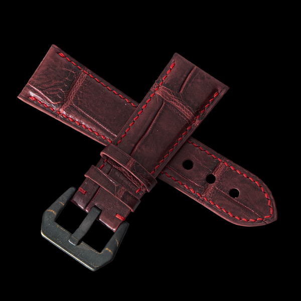 RED CROCODILE BELLY LEATHER STRAP