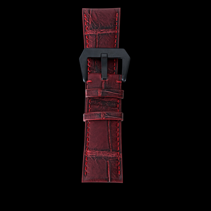 RED CROCODILE BELLY LEATHER STRAP
