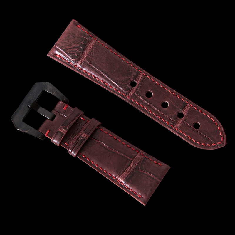 RED CROCODILE BELLY LEATHER STRAP