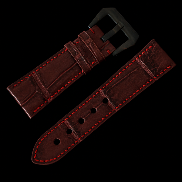 RED CROCODILE BELLY LEATHER STRAP