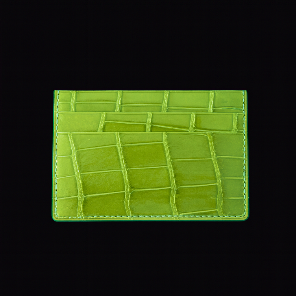 GREEN CROCODILE LEATHER CARD HOLDER