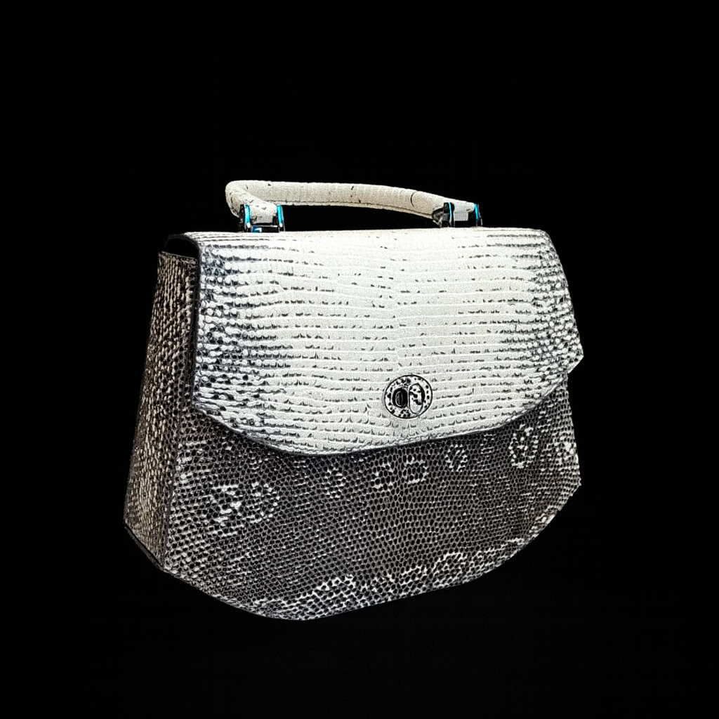 WHITE HANDMADE GENUINE LIZARD BAG