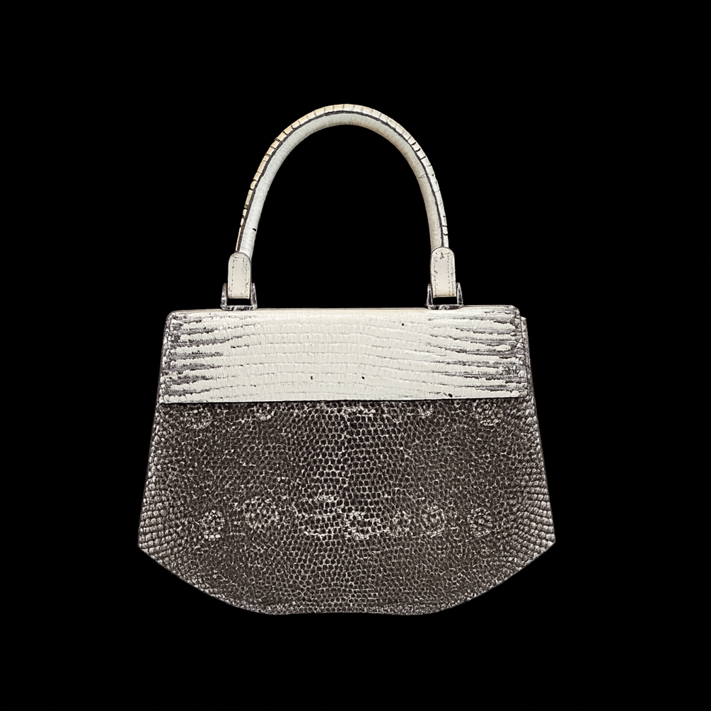 WHITE HANDMADE GENUINE LIZARD BAG