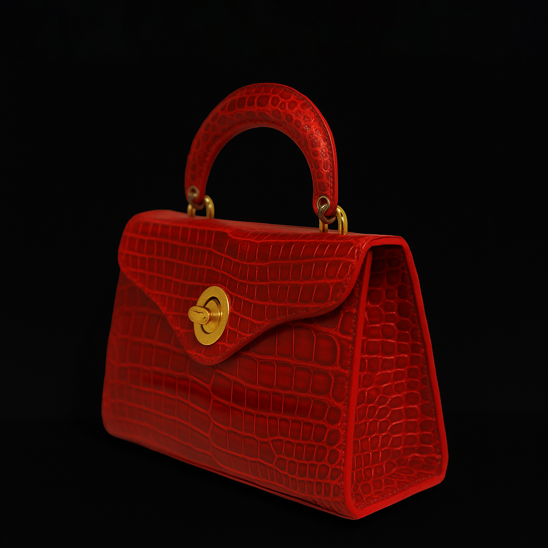 RED HANDMADE GENUINE CROCODILE BAG