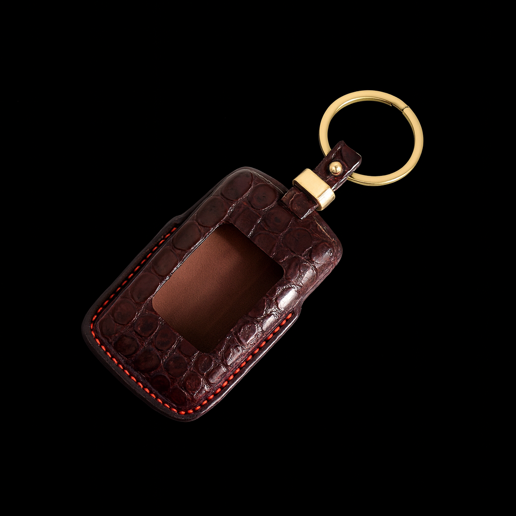 BROWN HANDMADE LEATHER KEY CASE FOR LAND ROVER