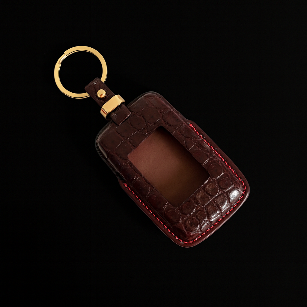 BROWN HANDMADE LEATHER KEY CASE FOR LAND ROVER