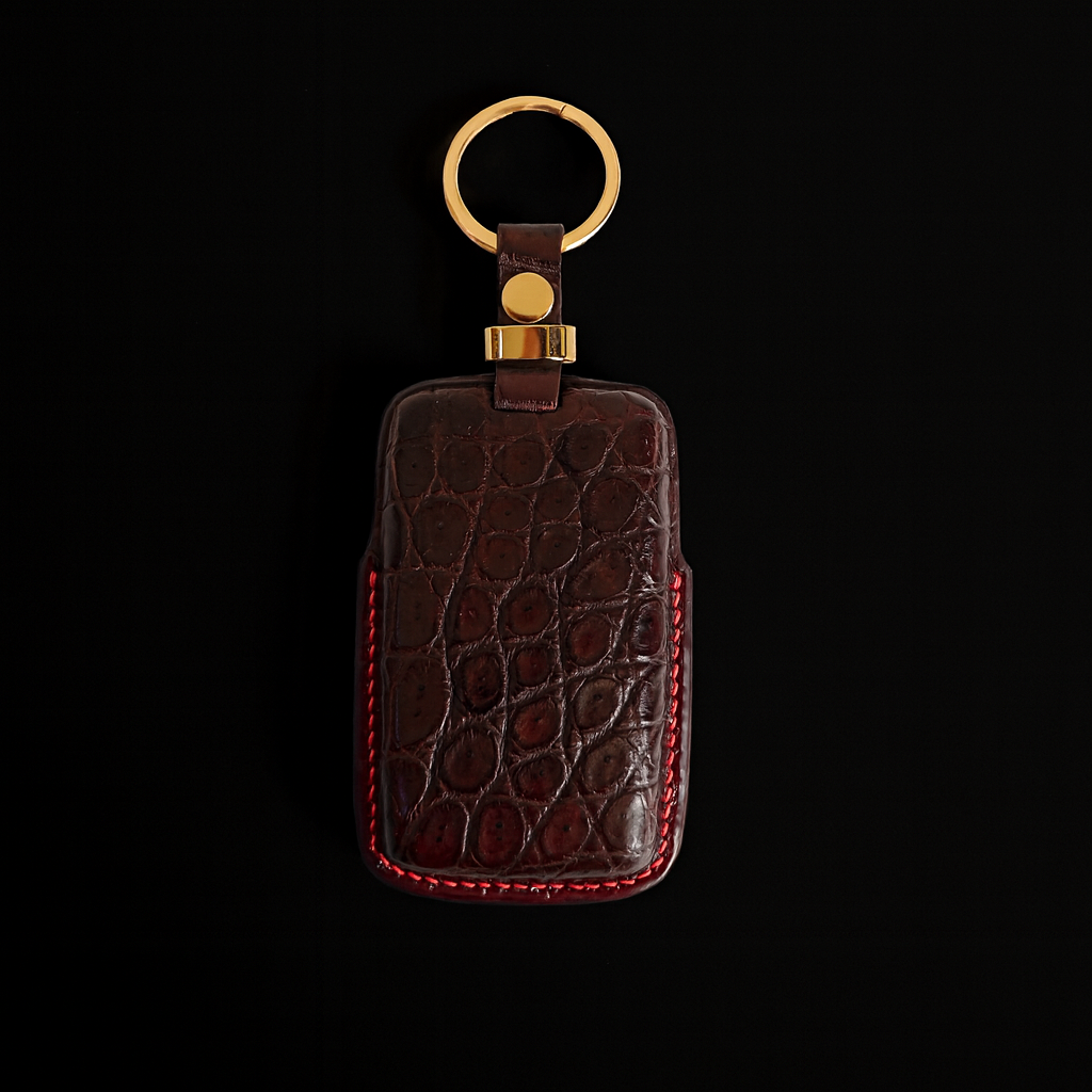 BROWN HANDMADE LEATHER KEY CASE FOR LAND ROVER