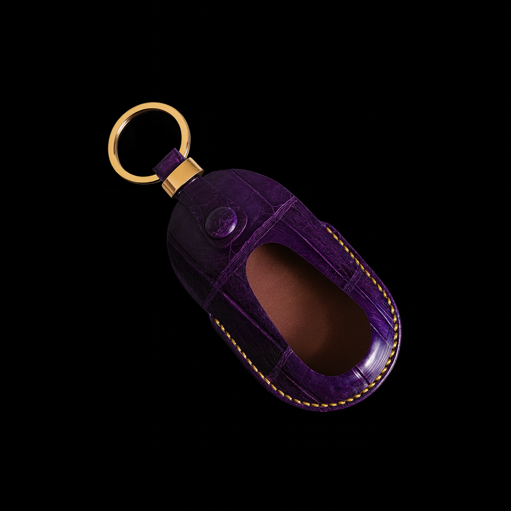 PURPLE HANDMADE LEATHER KEY CASE FOR MERCEDES