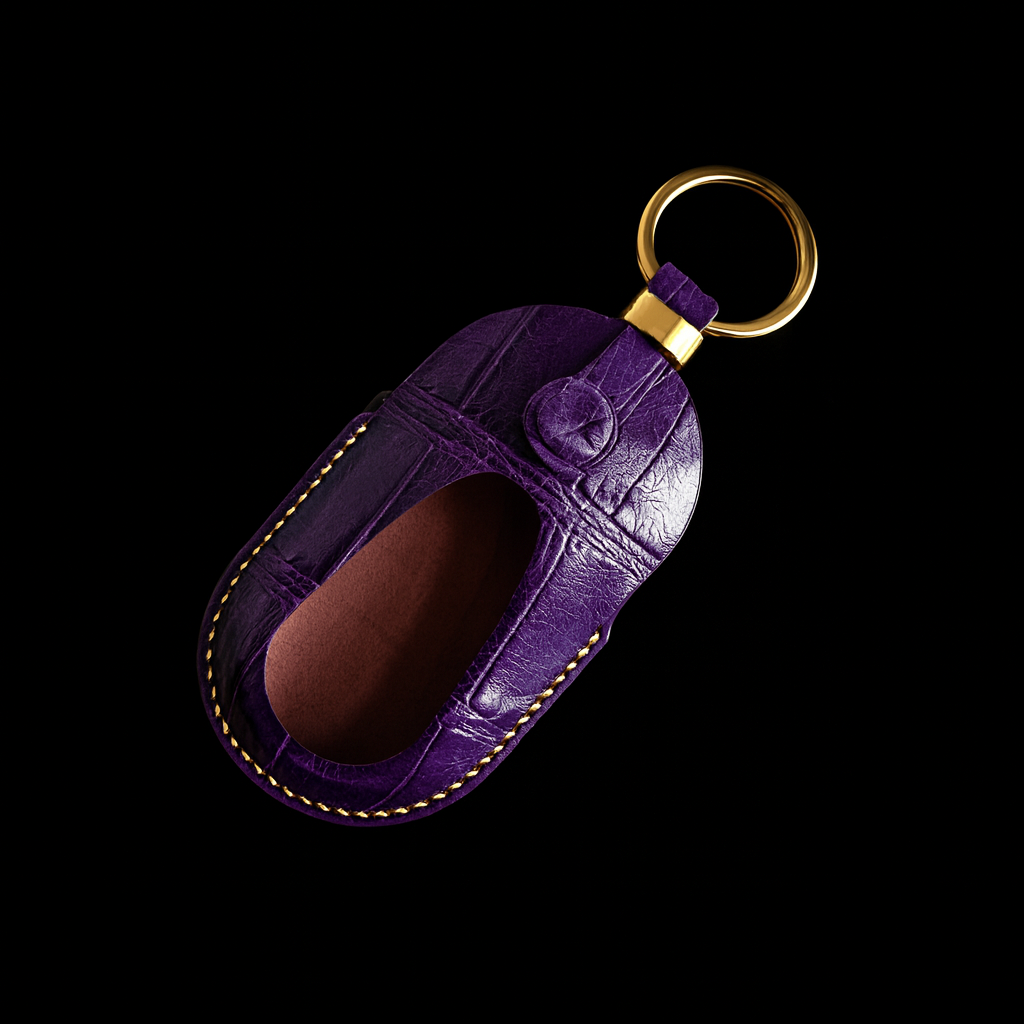 PURPLE HANDMADE LEATHER KEY CASE FOR MERCEDES