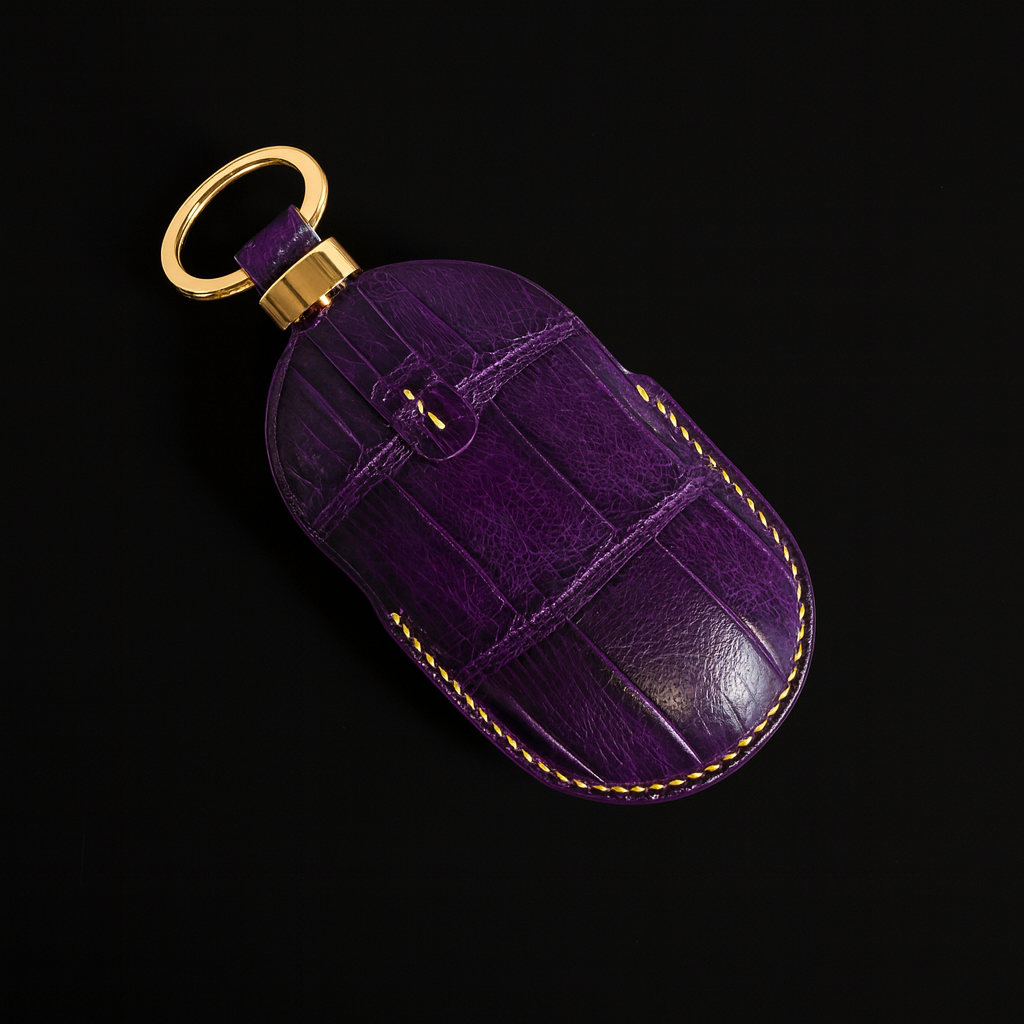 PURPLE HANDMADE LEATHER KEY CASE FOR MERCEDES