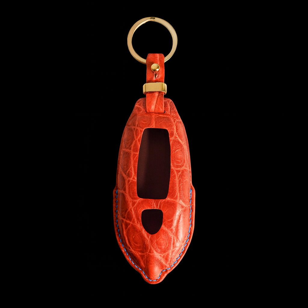ORANGE HANDMADE LEATHER KEY CASE FOR LAMBORGHINI