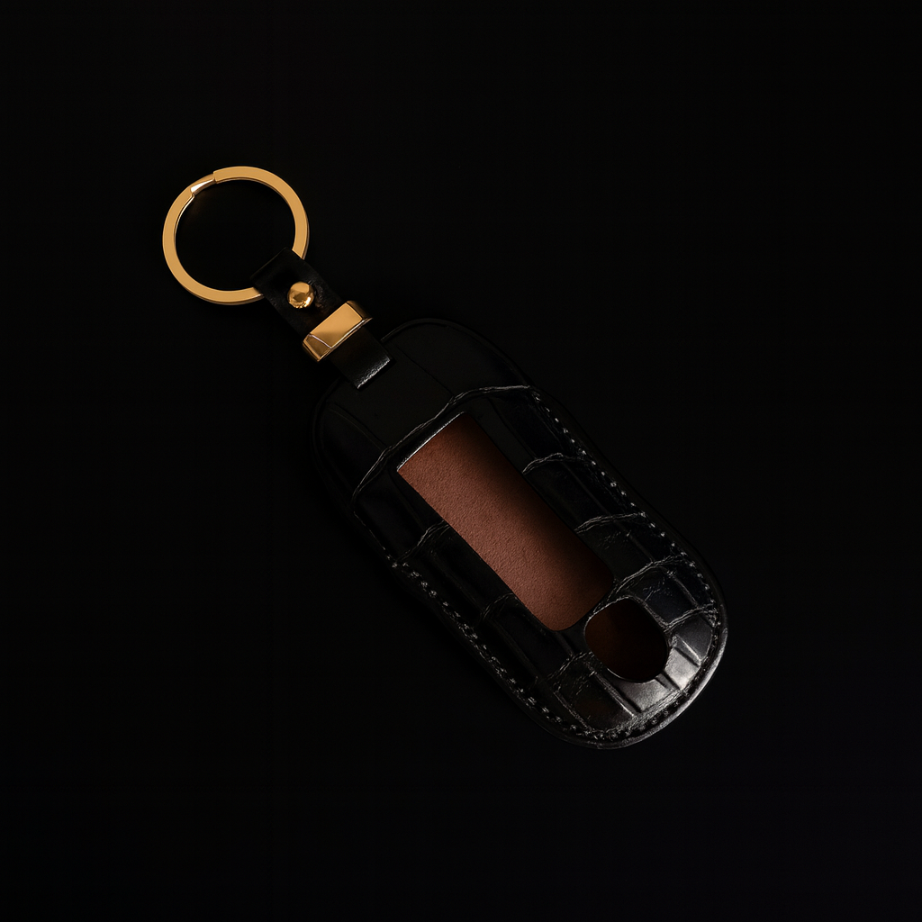 BLACK HANDMADE LEATHER KEY CASE FOR PORCHES